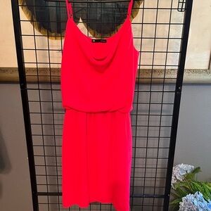 Vibrant Lined neon red/pink Mini Dress by krisa. NWOT